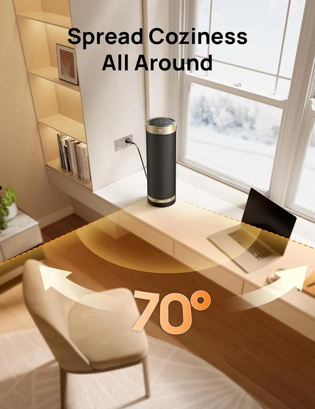 Dreo Space Heater, 1500W Electric Heaters for Indoor Use with Thermostat, 70�� Oscillation, 8 Safety Protections, 5 Modes, Remote, 12H Timer, Quiet Portable Heater for Office, Bedroom, Large Room