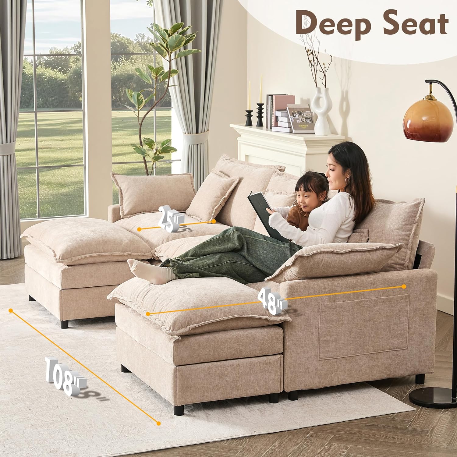 108 U-shaped sofa modular sofa Comfortable cloud sofa
