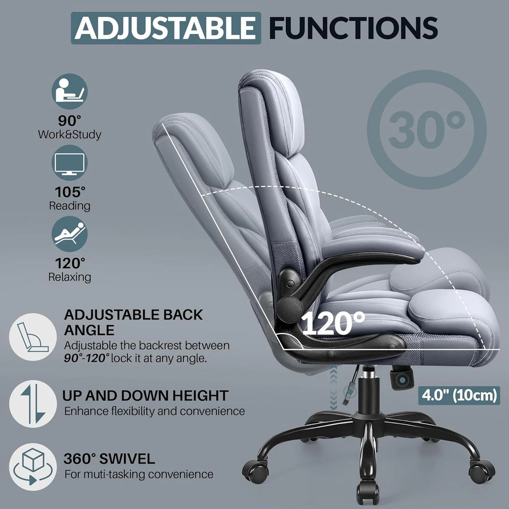 Office Chair Large High-Foot Computer Desk Chair, Breathable Leather Chair Lumbar Support Rotating Computer Chair