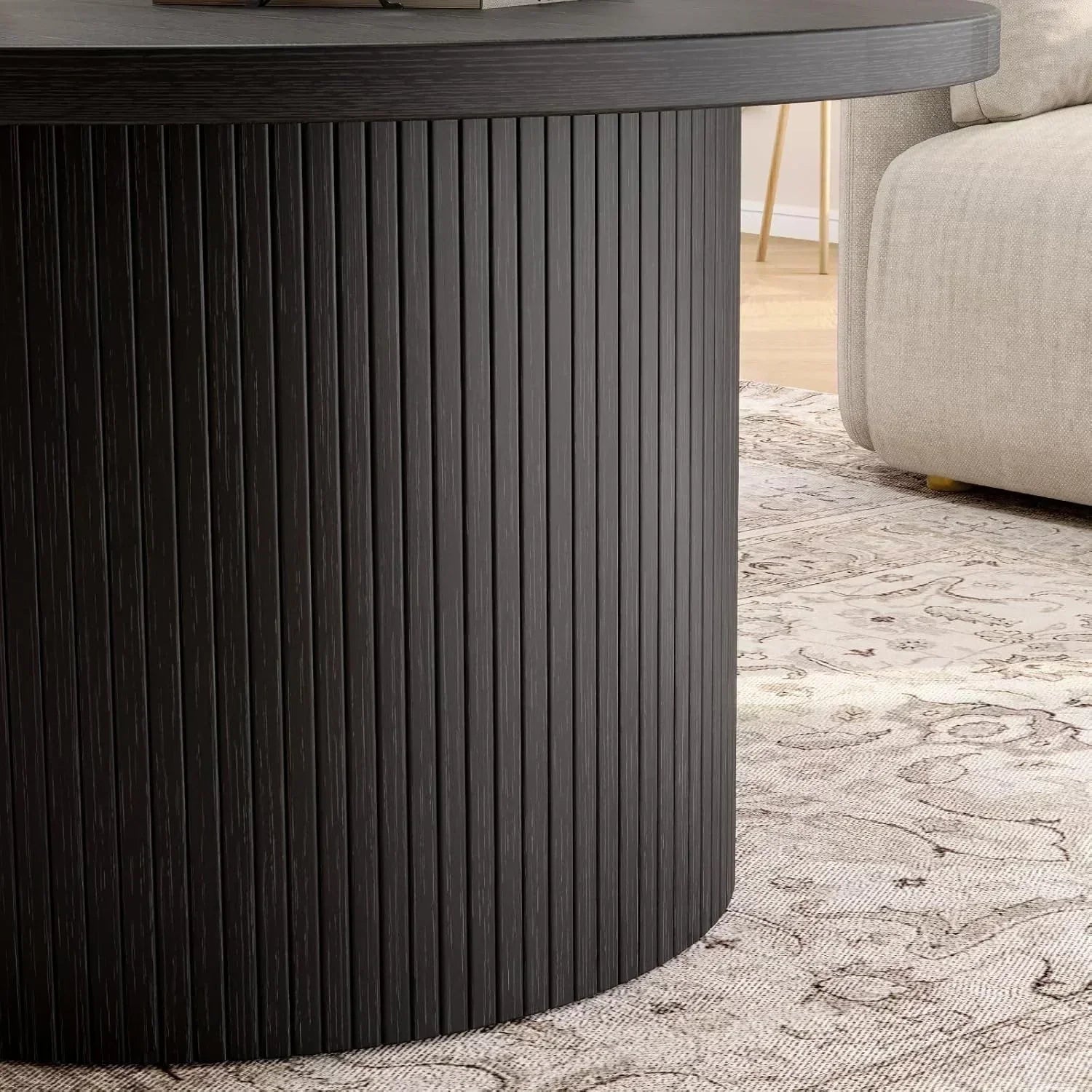 31.5 inch round coffee table living room roll-up coffee table mid-century modern wood coffee table