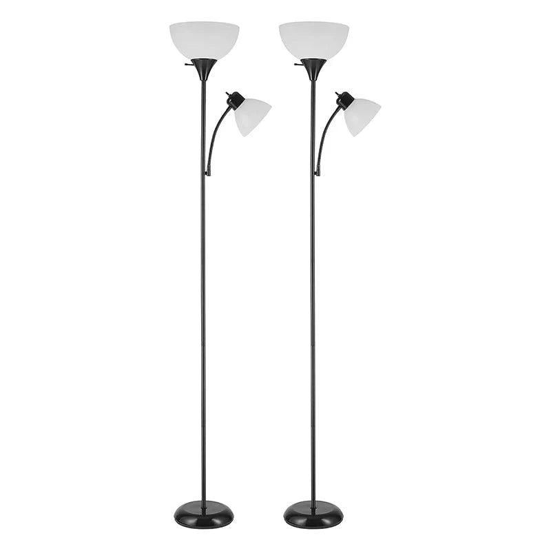 Torchiere Floor Lamp with Adjustable Reading Light and Three Level Dimming for Home Use