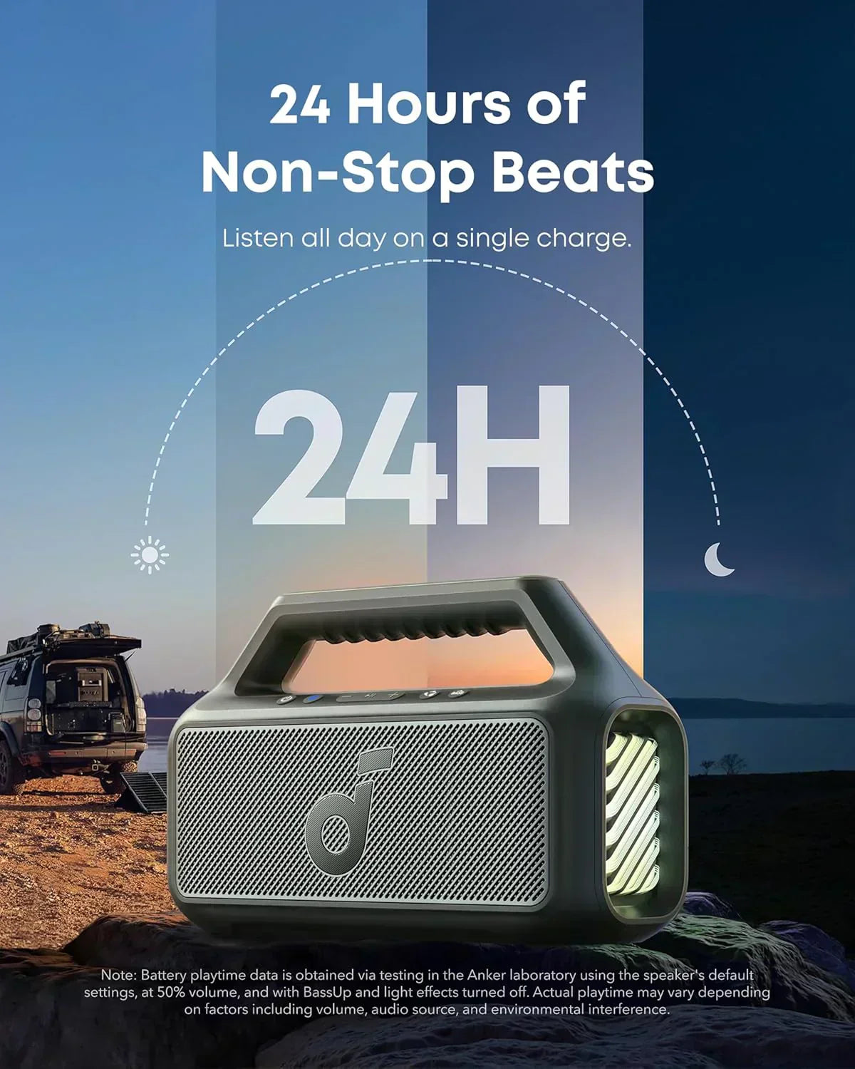 Outdoor Speaker 80W Subwoofer BassUp 2.0 24H Playtime IPX7 Waterproof Floatable RGB Lights