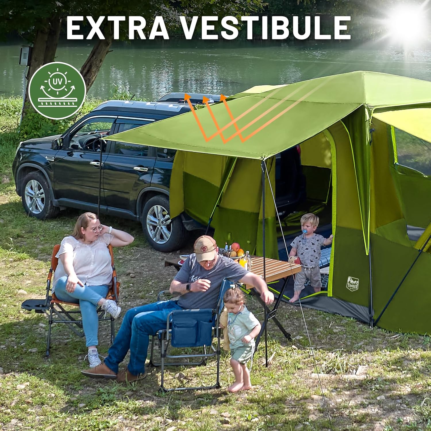 TIMBER RIDGE 5-9 Person SUV Tent with Screen Porch and Awning for Family Camping Weather Resistant
