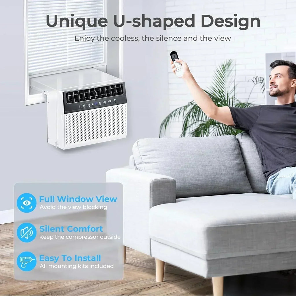 U-Shaped Window Air Conditioner 12000BTU Window AC Unit Cools up to 550 sq. ft. 6 Modes