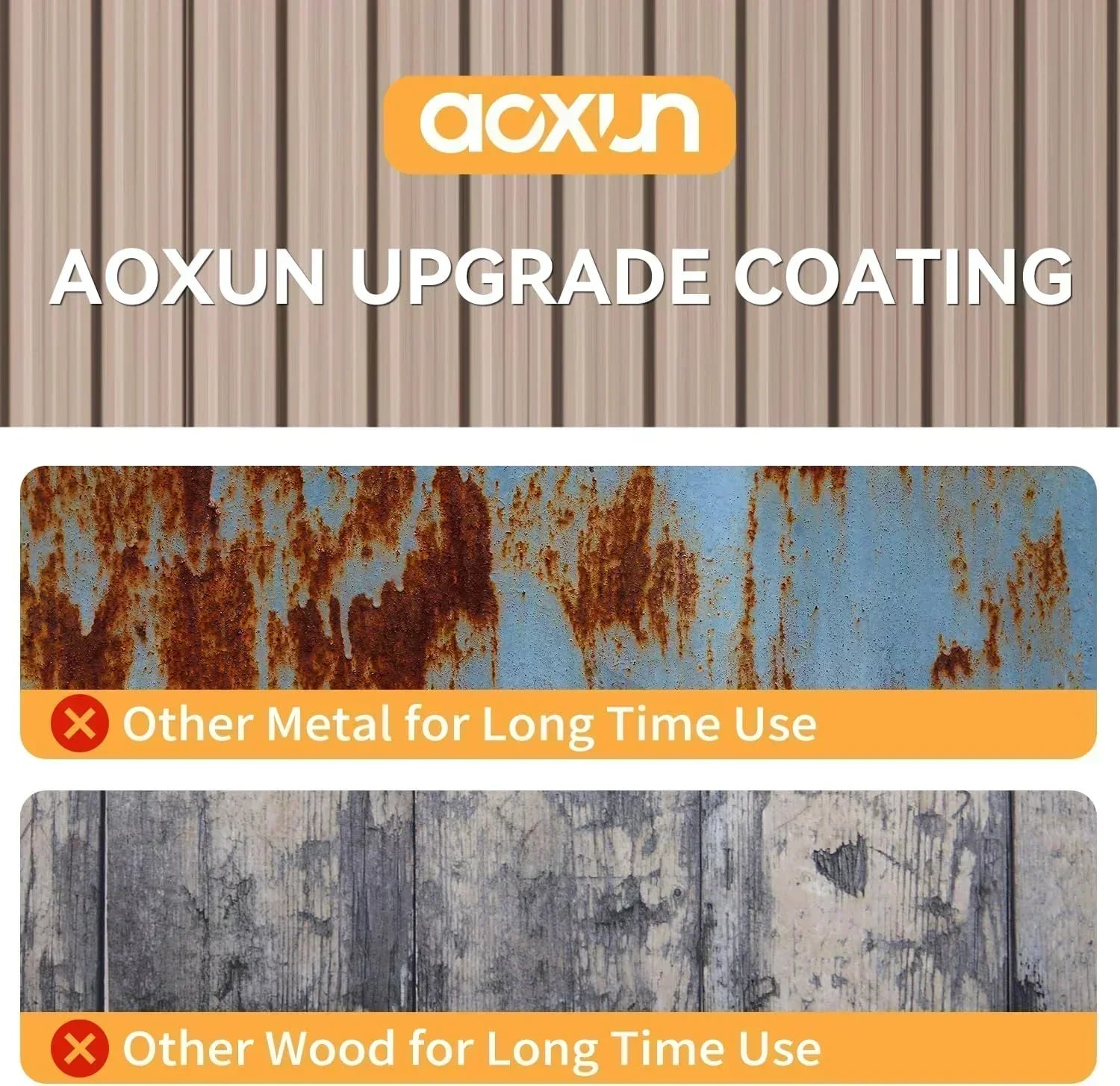 Aoxun 12x10 FT Shed Metal Outdoor Waterproof Storage Shed Steel Utility Garden Tool Shed