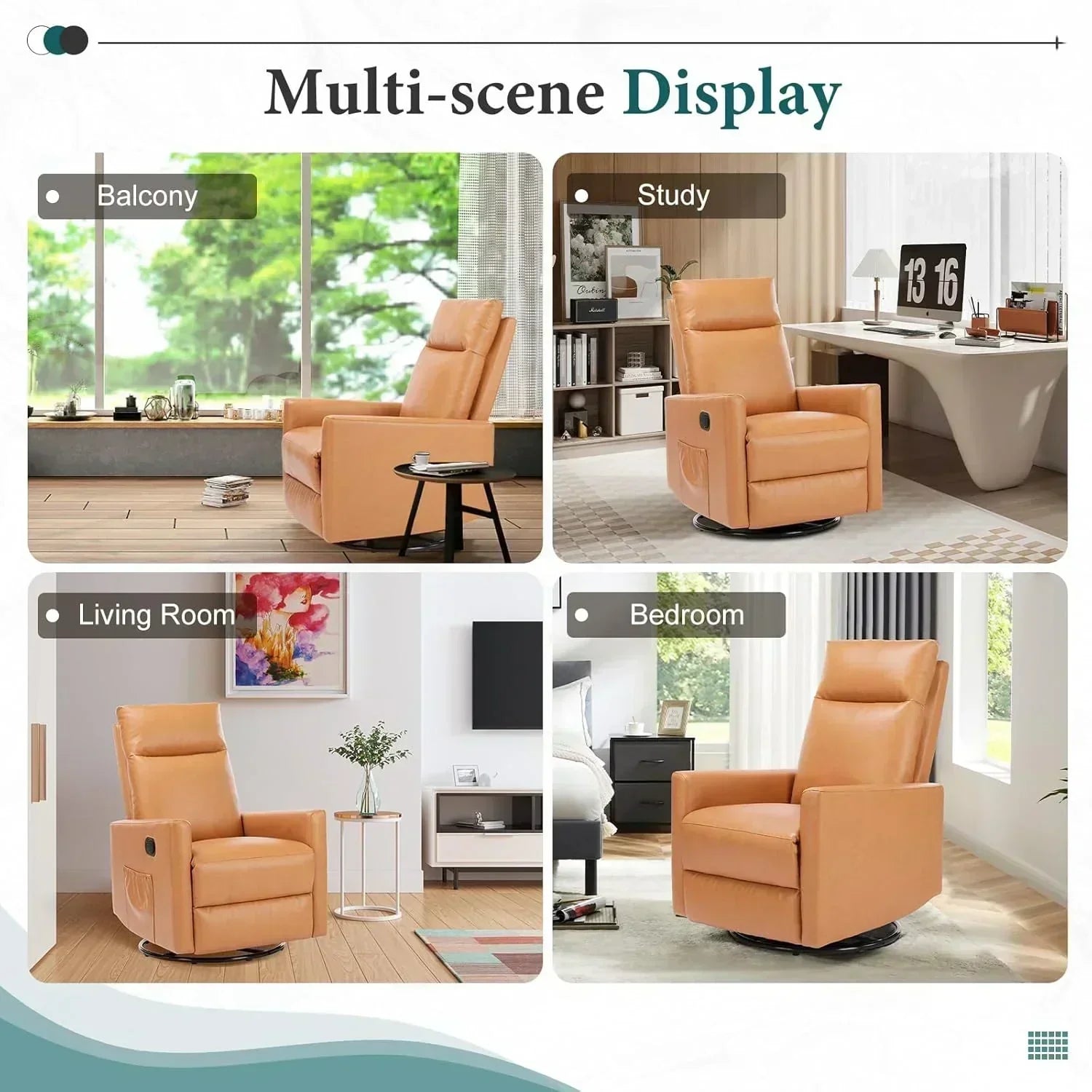 Swivel high-back rocking chair with footrest padded glider baby chair with comfortable deep seat