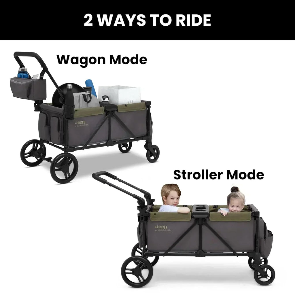 Jeep Sport All-Terrain Stroller Wagon by Delta Children Includes Canopy Parent Organizer