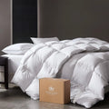 PACIFIC COAST Goose Feather Down Comforters Queen Size, 100% Cotton Extra Fluffy White Duvet Insert, Soft, Breathable, All Season Hotel Luxury Bedding Comforters, 8 Corner & Center Loops (90x90)