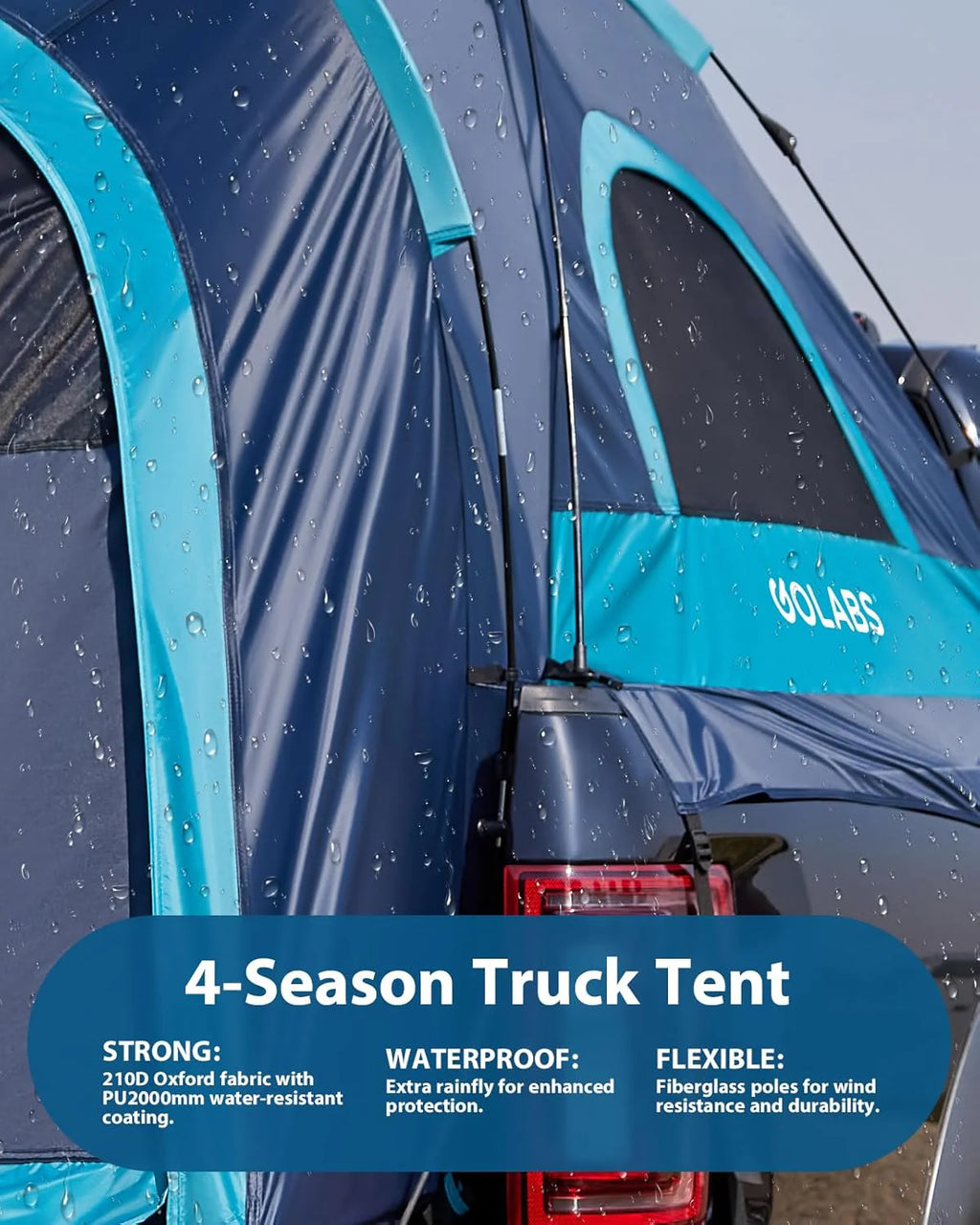 Golabs Truck Bed Tent for 5.5-6.5 Ft Bed, 5-Minute Easy Setup by Pre-Assembled Design, Waterproof PU2000mm, 2-Person Portable with Extra Rainfly Cover for Camping & Outdoor, Includes Storage Bag