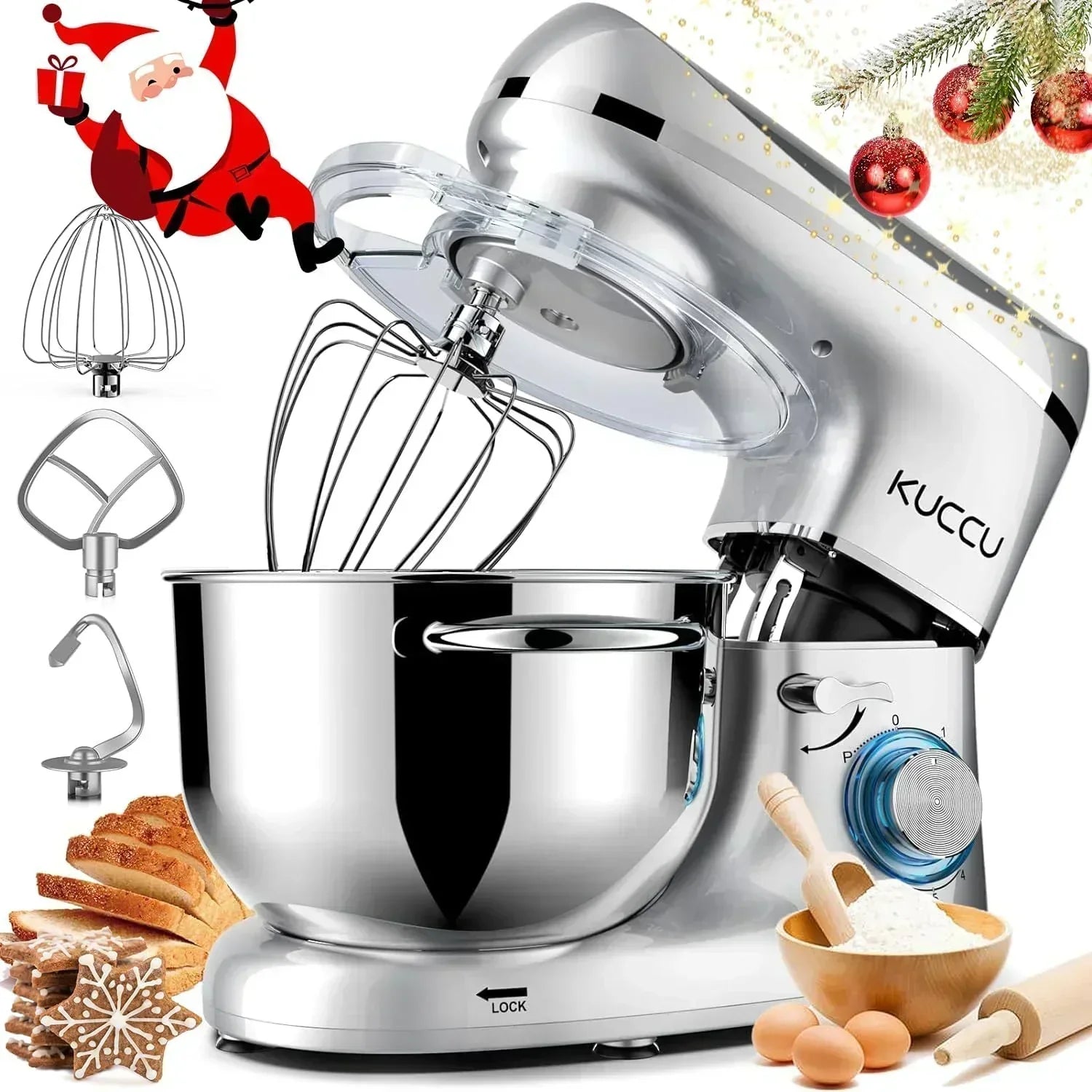 Stand Mixer 6.5 Qt 660W 6-Speed Tilt-Head Food Dough Mixer Kitchen Electric Mixer Stainless Steel