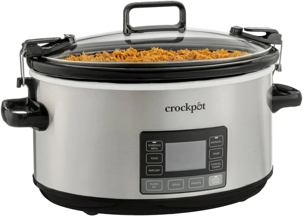 7-Quart Slow Cooker Portable Programmable with Timer Locking Lid Stainless Steel
