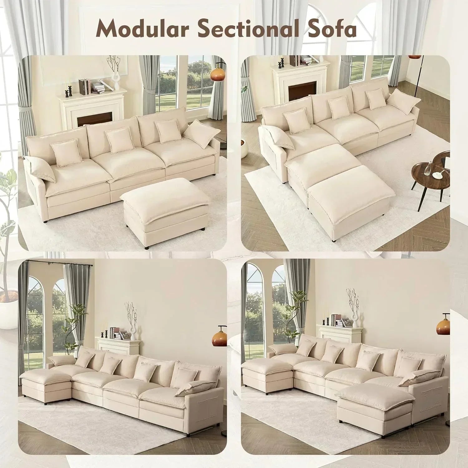 108 U-shaped sofa modular sofa three-seater comfortable cloud sofa