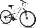 WEIZE Mountain Bike, 26 27.5 inch Outdoor Hybrid Bikes,18-Speed/High-Carbon Steel/Dual Full Suspension, Adjustable Ergonomic Seat for Men Women Adult, MTB Bicycle with Suspension Fork,Sleek Colors