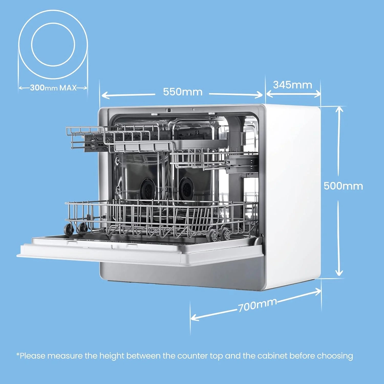 COMFEE' Portable Mini Dishwasher Countertop with 5L Built-in Water Tank