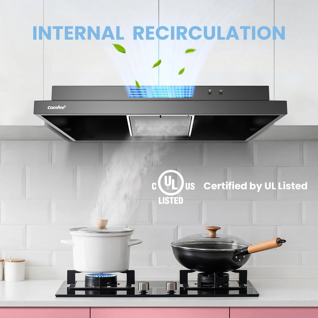 Comfee 30 Under Cabinet Ducted/Ductless Convertible Slim Vent Durable Stainless Steel Kitchen Reusable Filter