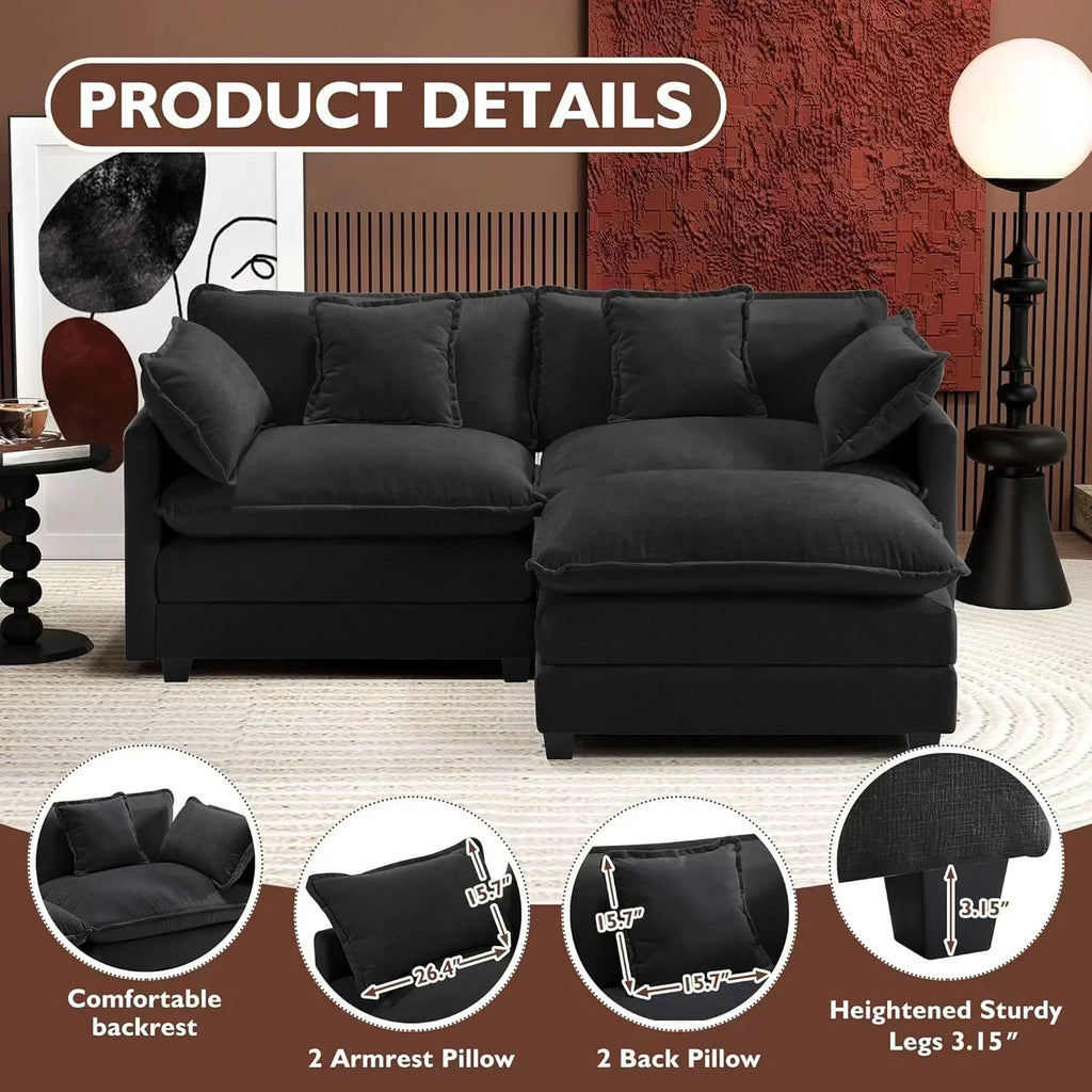 ihanherry 146-inch U-shaped modern sofa modular area cloud sofa