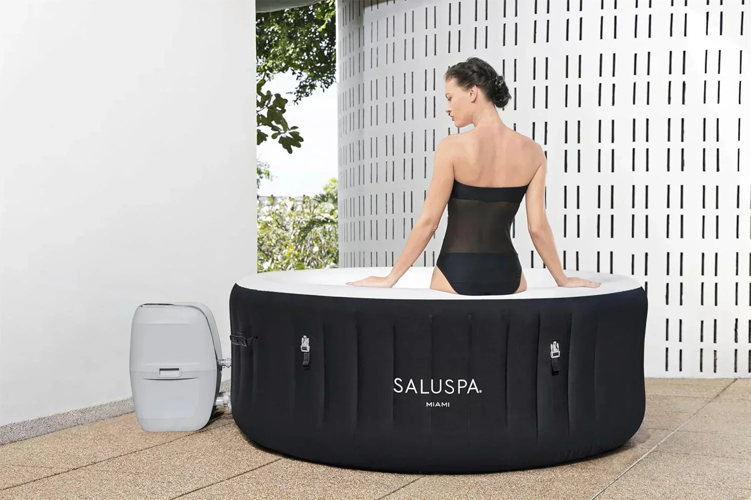Bestway SaluSpa Miami EnergySense AirJet Inflatable Hot Tub Spa 71 x 26 Portable Hot Tub