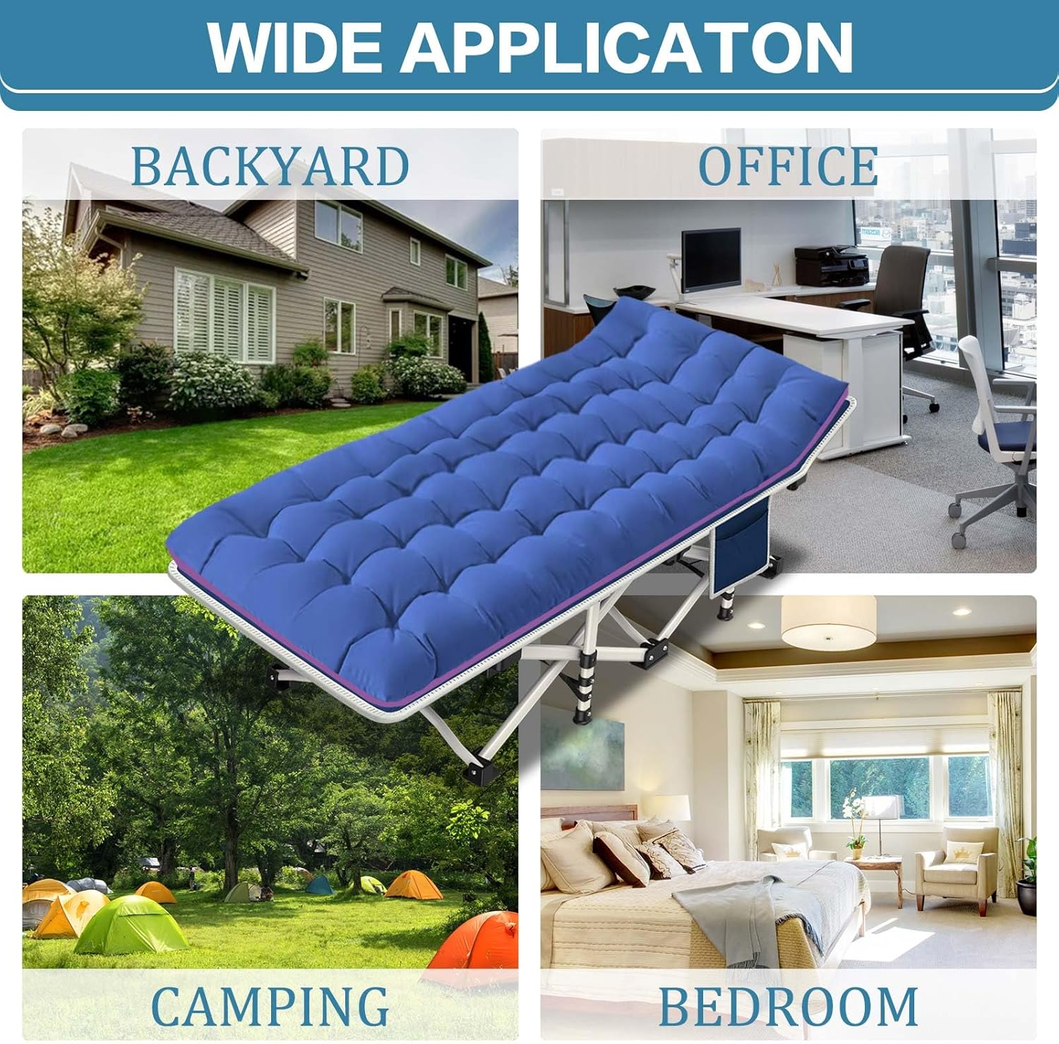 2 Pack Camping Cot with Mattress Comfortable Cot Bed Folding Cot Heavy Duty Cots for Sleeping with Carry Bag for Adults Kids Guest Bed Outdoor Indoor Home