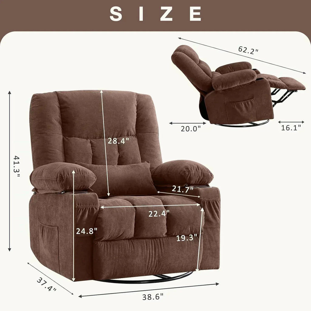 Massage rotating rocking lounge chair with vibration massage and calorie metering functions