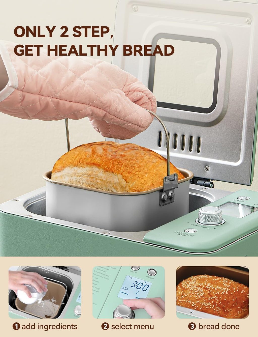 Neretva Bread Maker 20-in-1 2LB Bread Maker Dual Heater Bread Maker Automatic