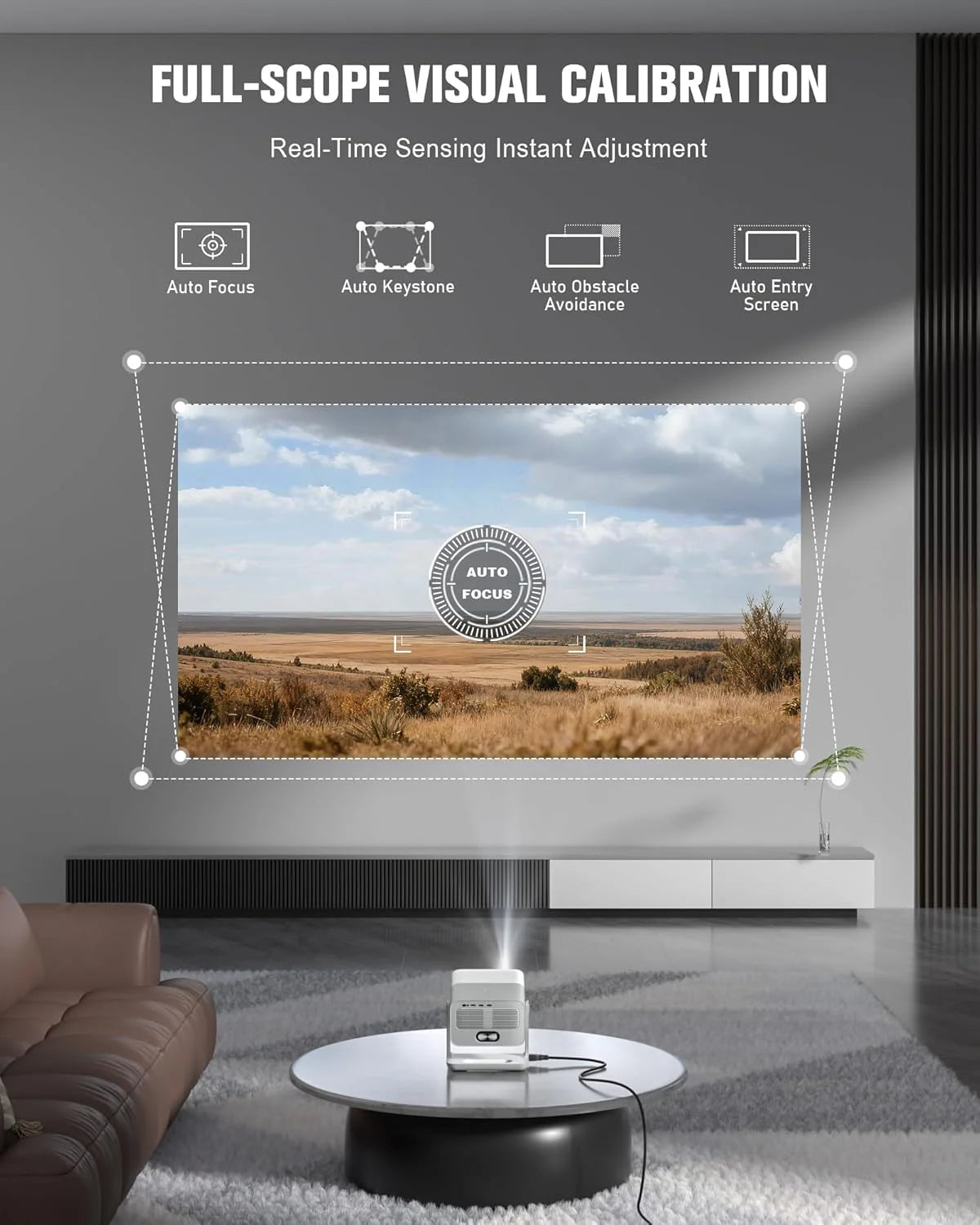 Smart Projector with WiFi and Bluetooth, VOPLLS Outdoor Projectors with Dolby/Auto Focus