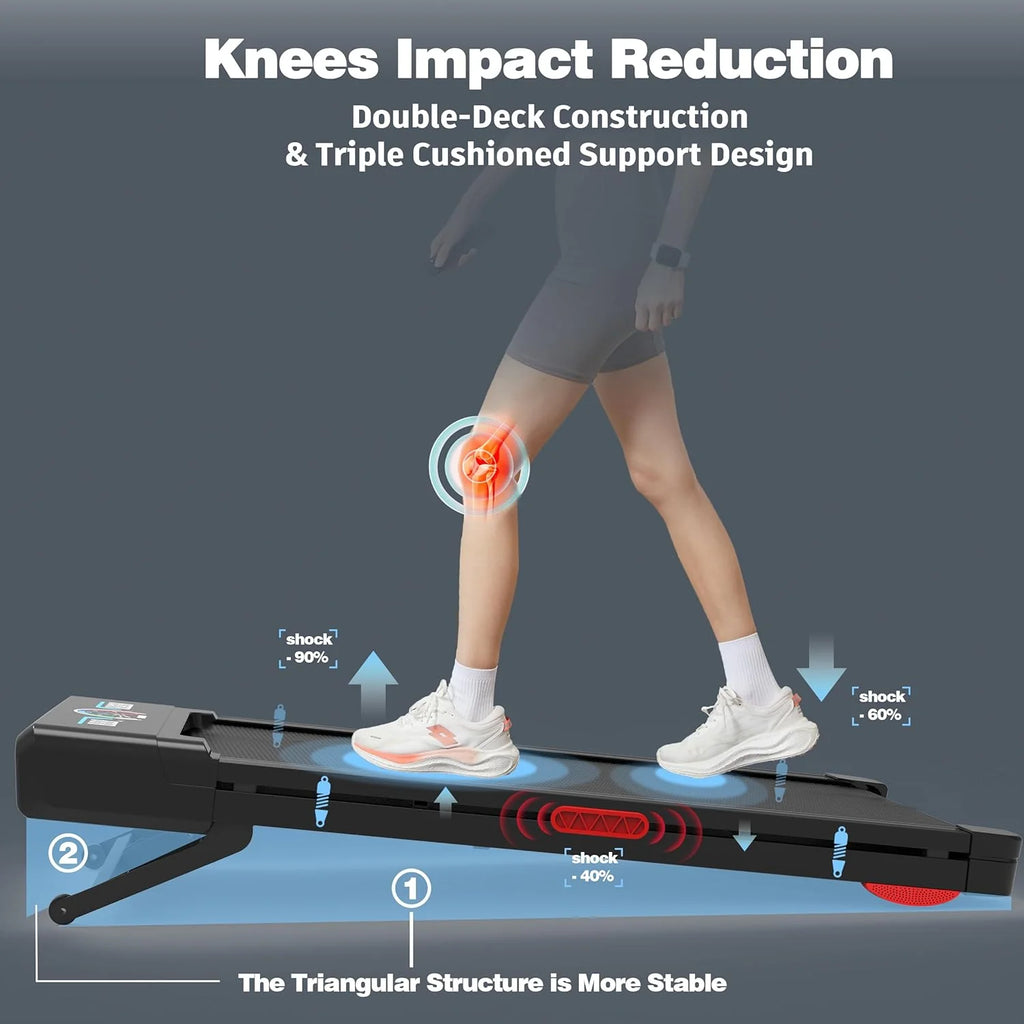 Walking Pad Treadmill with 12% 9-Level Auto Incline, 450 lbs Capacity RGB LED Screen, Bluetooth Speaker Under Desk Treadmill, Compact Treadmills for Home Hiking
