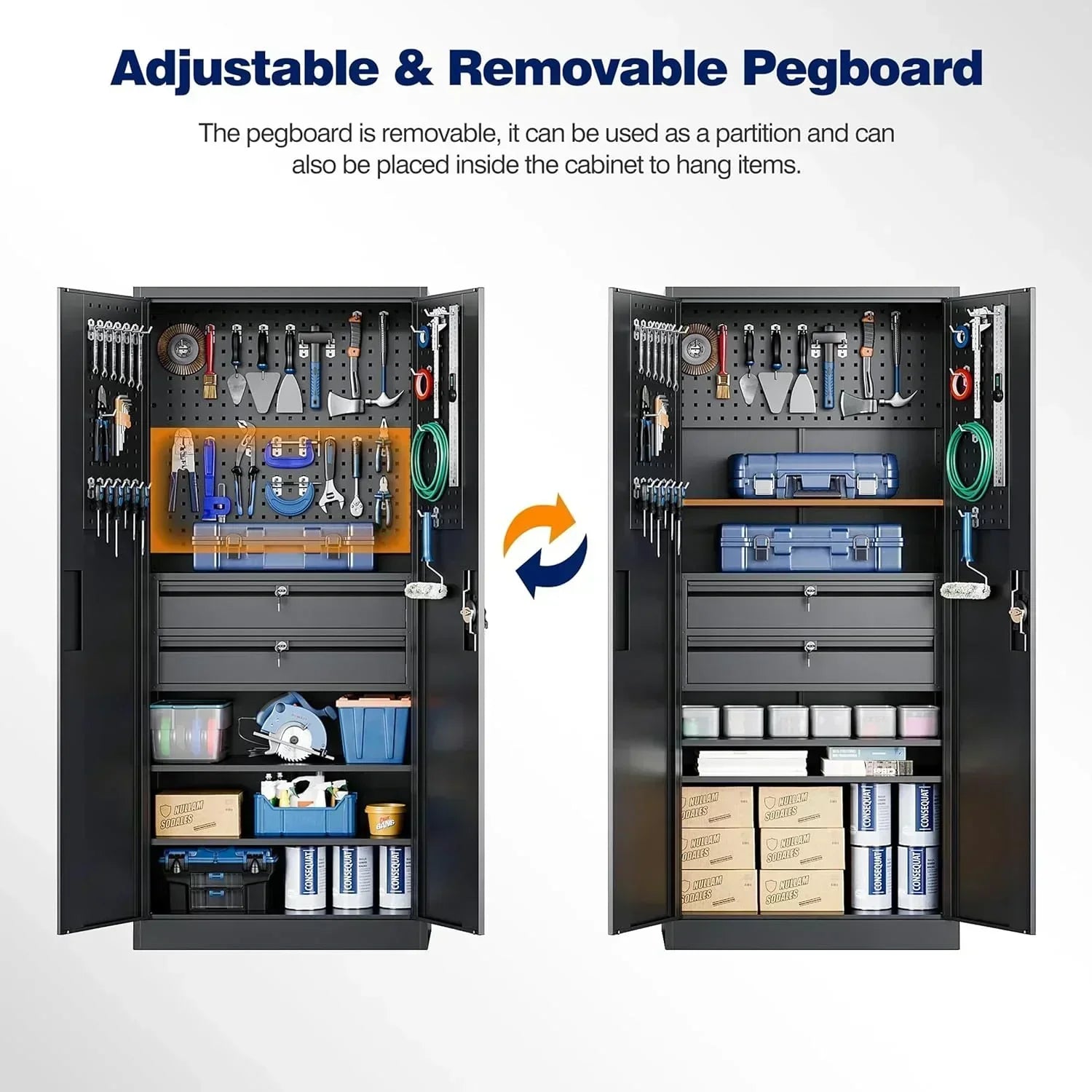 Yizosh Metal Garage Storage Cabinet with Locking Doors Heavy Duty Steel Tool Cabinet