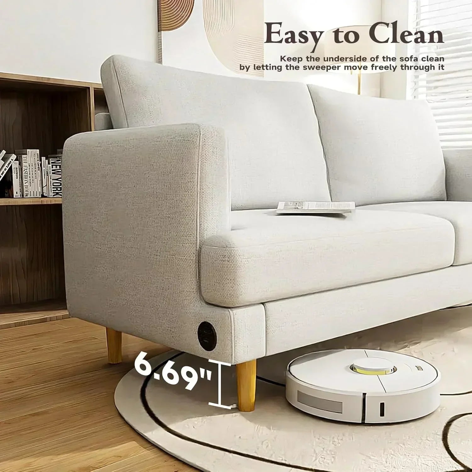 Loveseat Sofa Couch for Living Room with USB Type C Ports Dark Gray Upholstered Small Couches