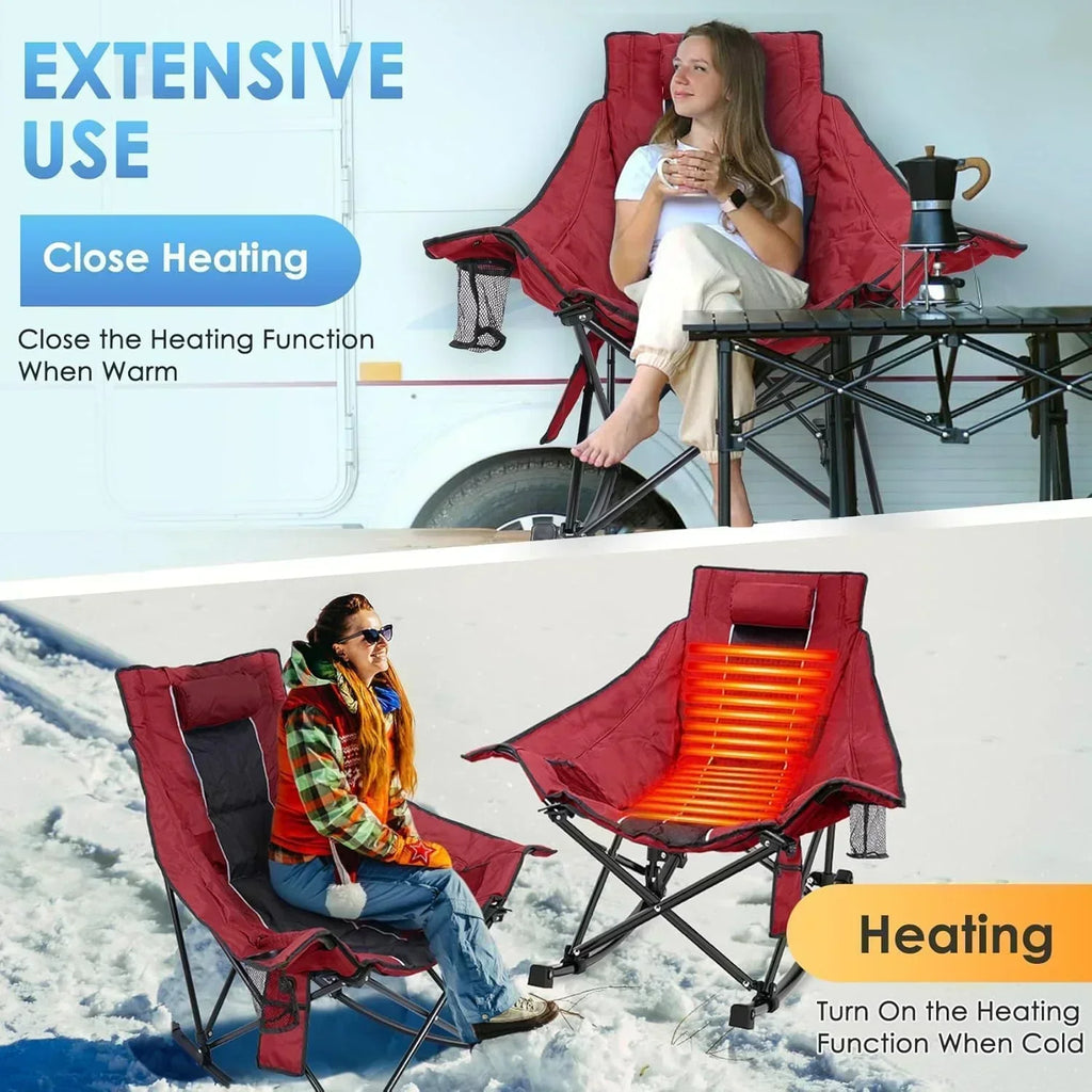 Heated Camping Chair Extra Large Heated Chair Outdoor Sports Chair with 3 Heat Levels on Back