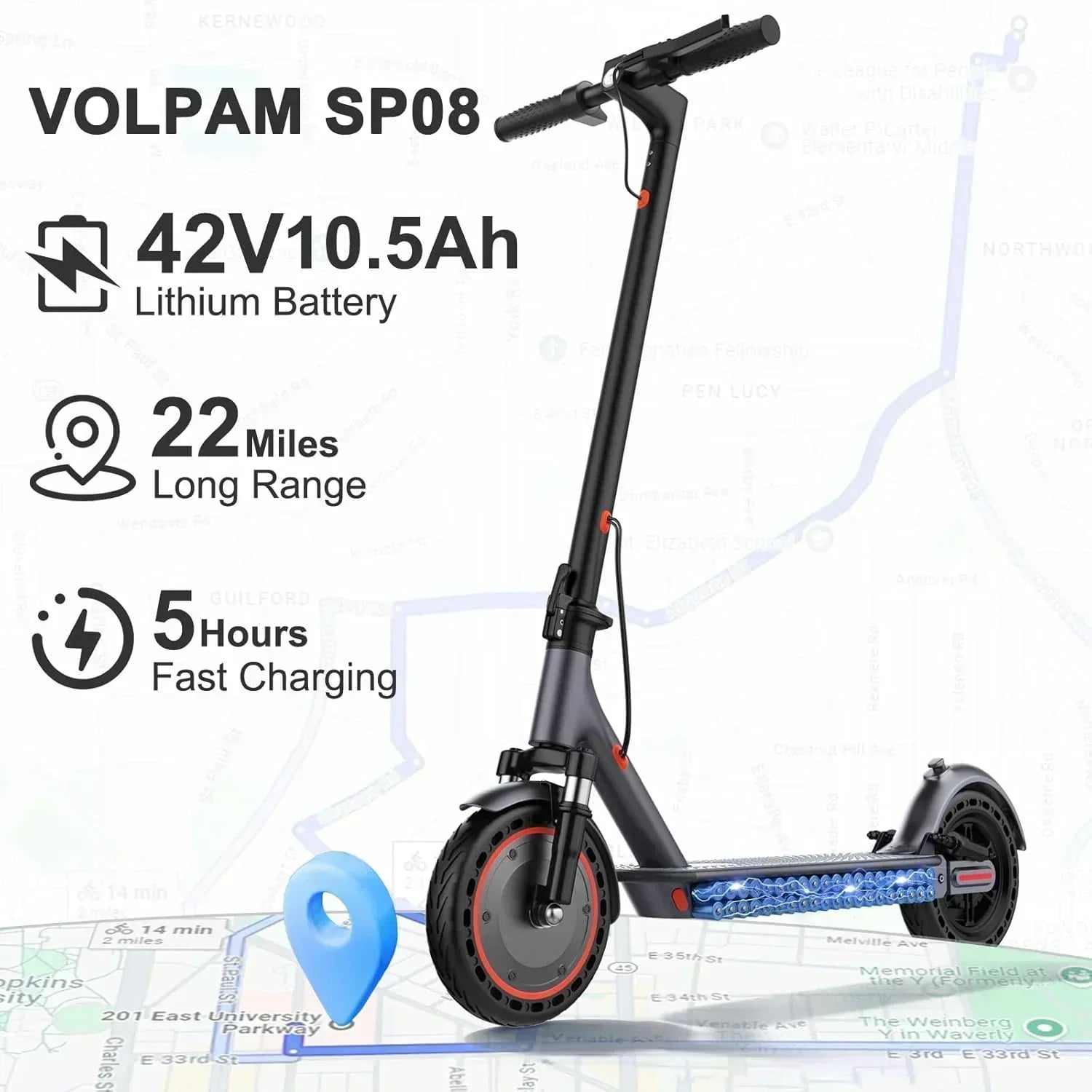 Electric Scooter 350W/500W Powerful Motor 8.5/10 Solid Tires 19/22Mph 28/21/12 Miles Range