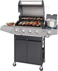 Unovivy 4-Burner Propane Gas Grill with Side Burner, Portable Grill