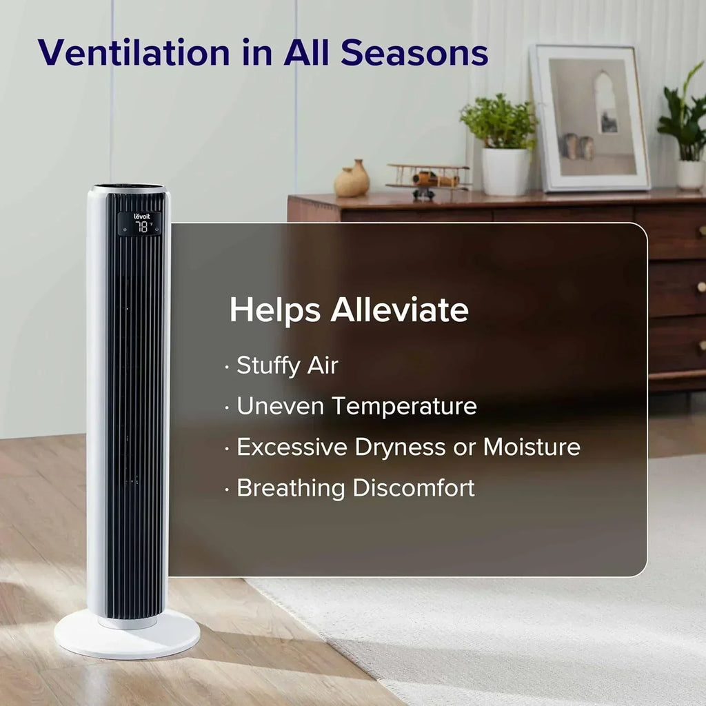 LEVOIT Tower Fan for Bedroom Standing Fan with 28dB Quiet for Sleep Remoter 12H Timer