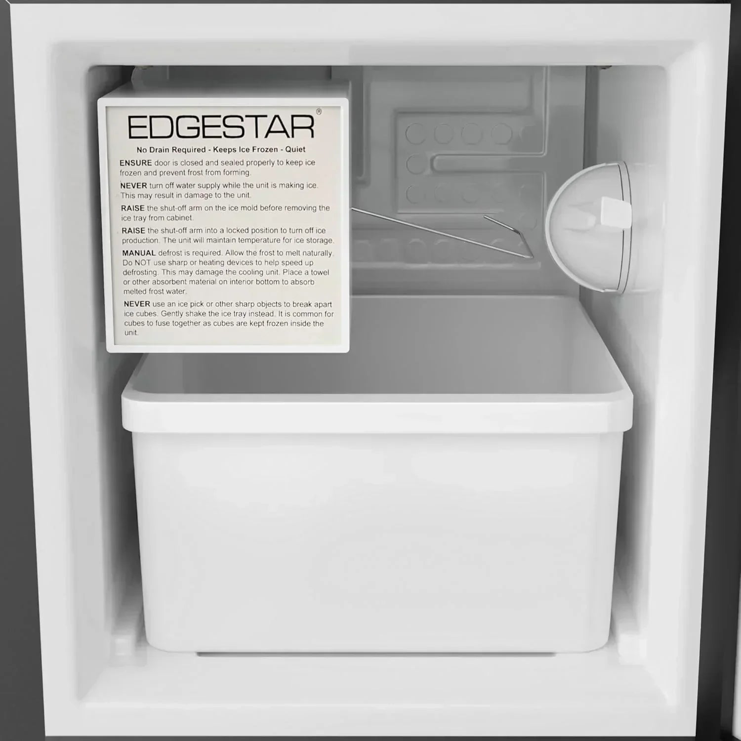 EdgeStar IB121 15 Inch Wide 12 Lbs Capacity Built-In Ice Maker with 15 Lbs Daily Ice Production