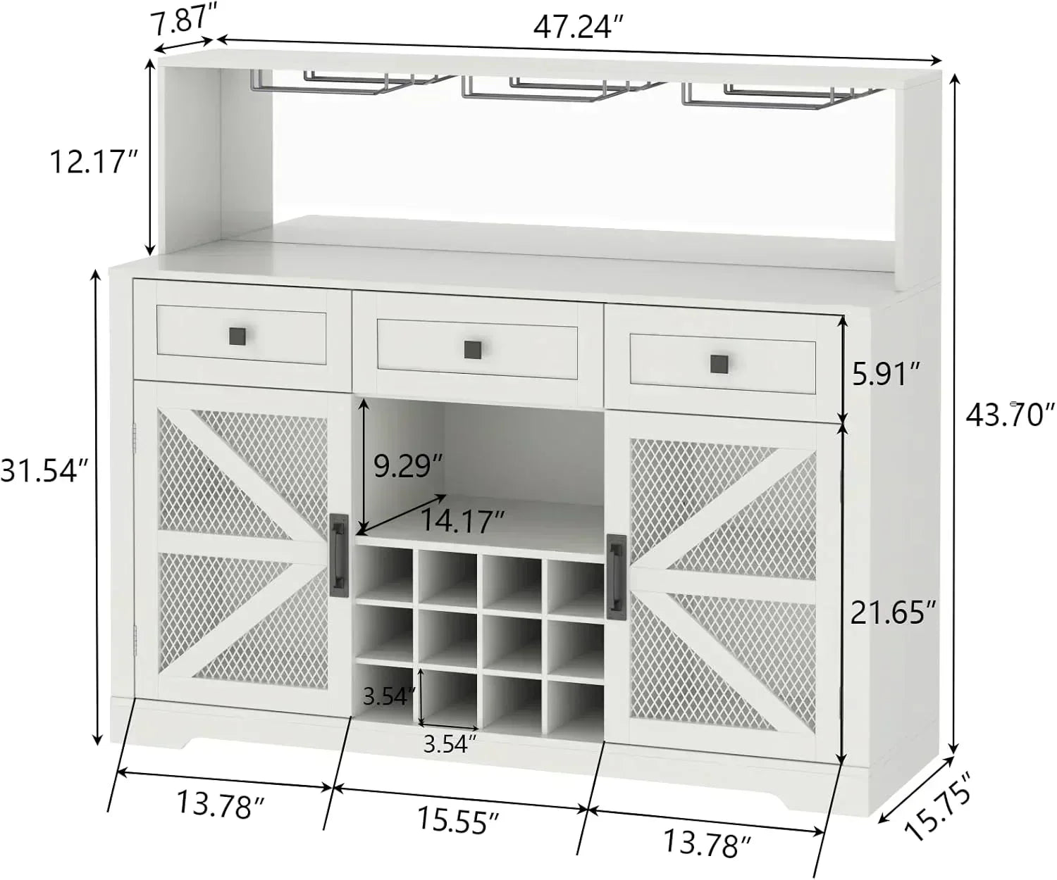 Wine Bar Cabinet with LED Light Liquor Cabinet with Glass Holder Coffee Bar for Liquor