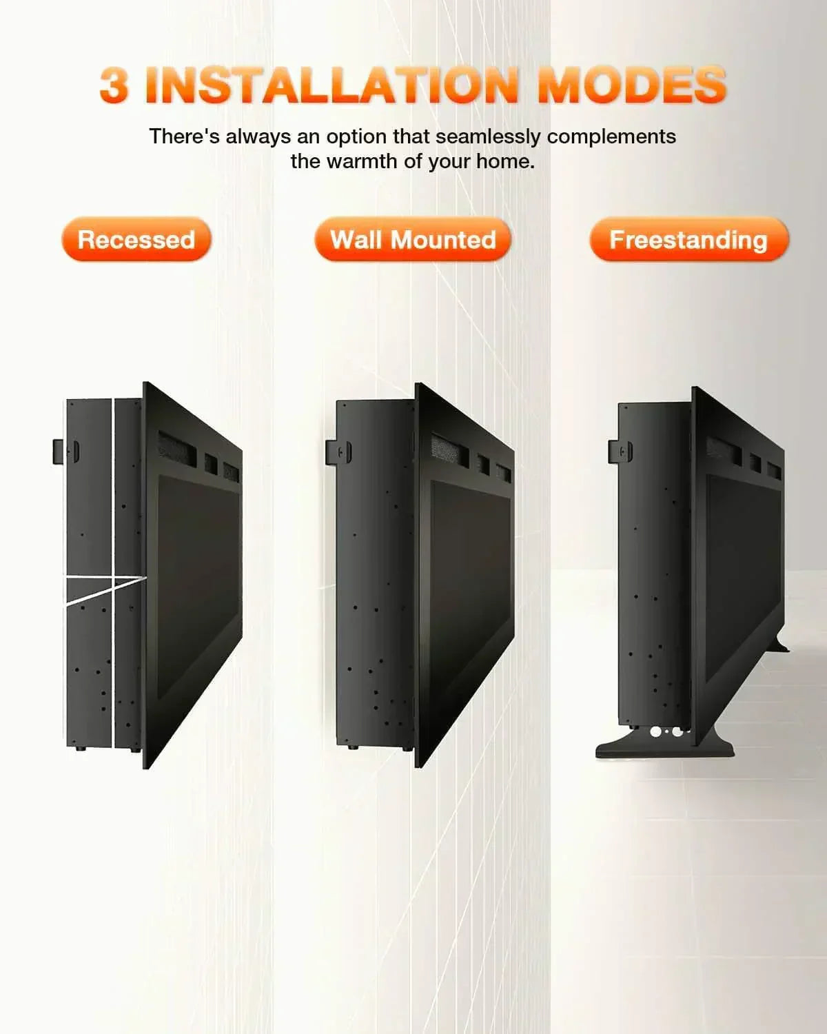 Electric Fireplace 60Inch Wall Mounted Electric Fireplace Heater with Timer Inserts TV Stand