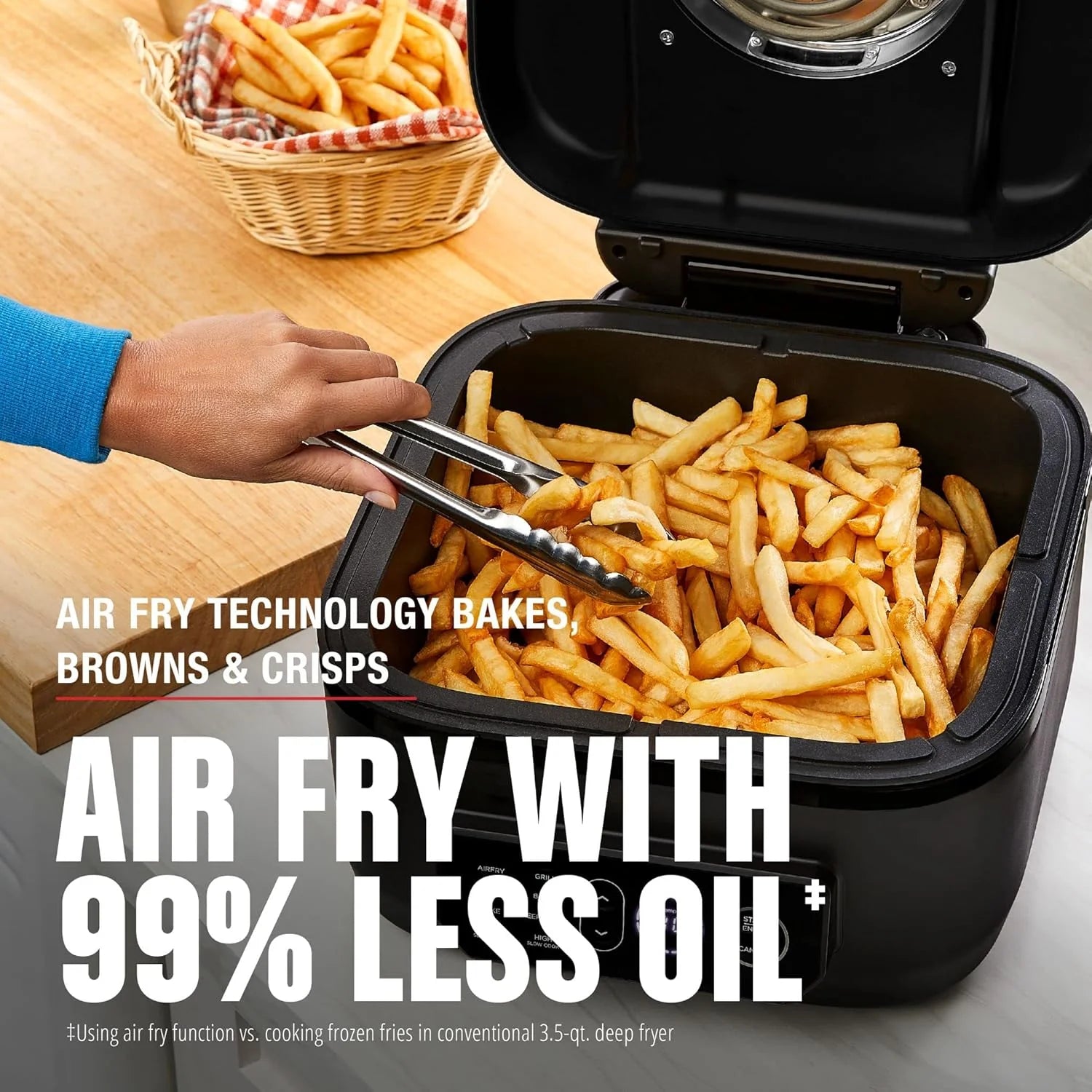 George Foreman Beyond Grill?7-in-1 Electric Indoor Grill with Air Fry Technology, MCAFD800D, Black, Large