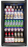 Beverage Refrigerator Cooler 126 Can Mini Fridge Glass Door for Drinks Soda Beer Wine Refrigerator