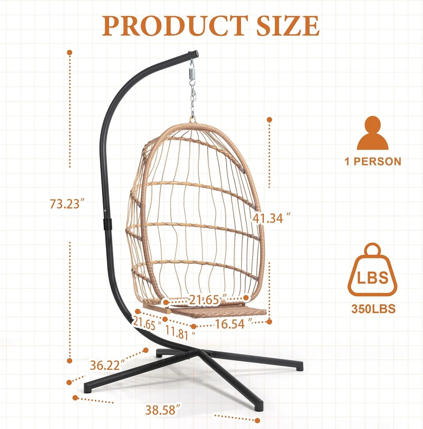 Yechen Indoor Outdoor Egg Hanging Chair Patio Wicker Swing Egg Chair Indoor Swinging Chair