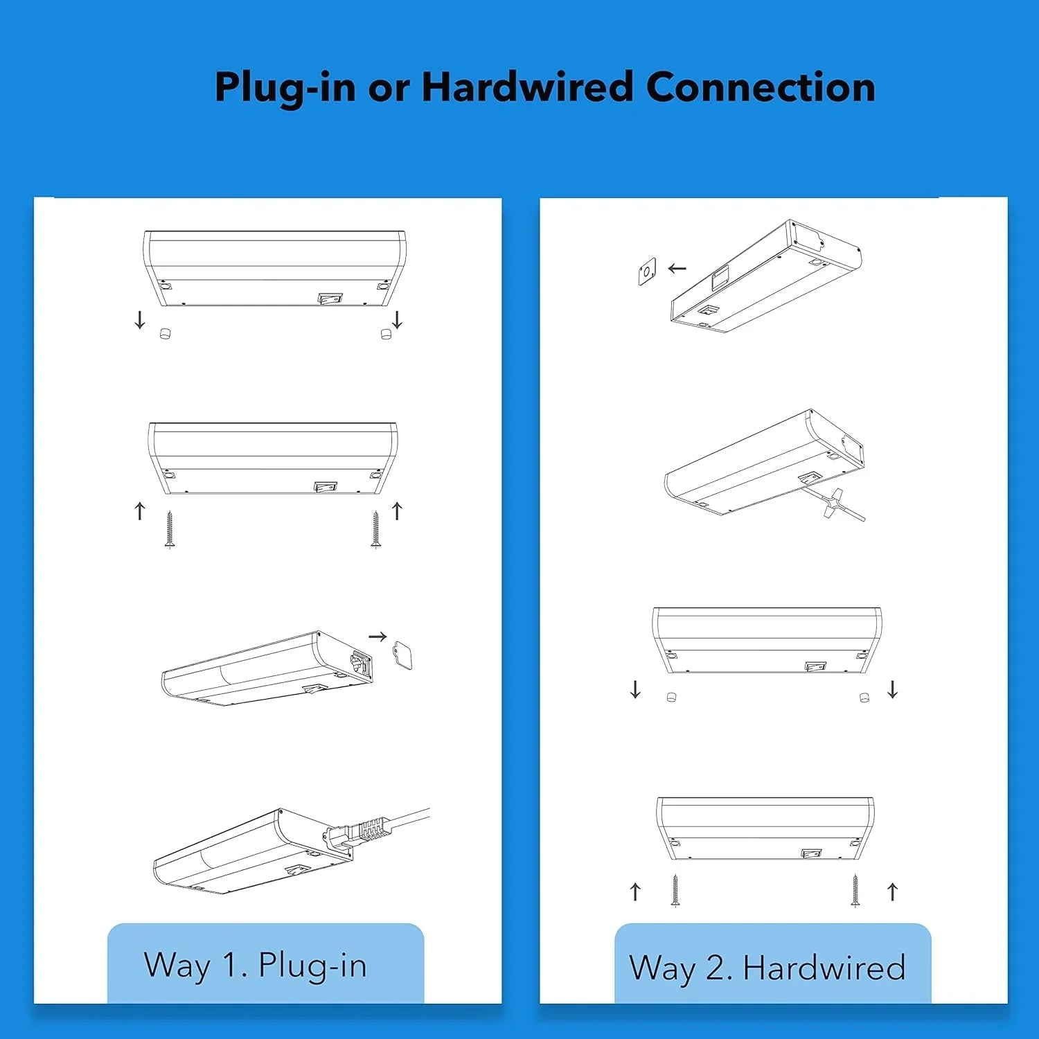 Smart under-cabinet lighting strip white and color-changing dimmable