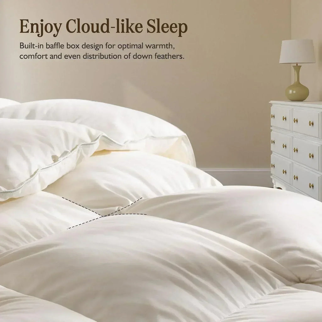 Organic down comforter queen size fluffy down core 100% cotton cover fluffy down filling
