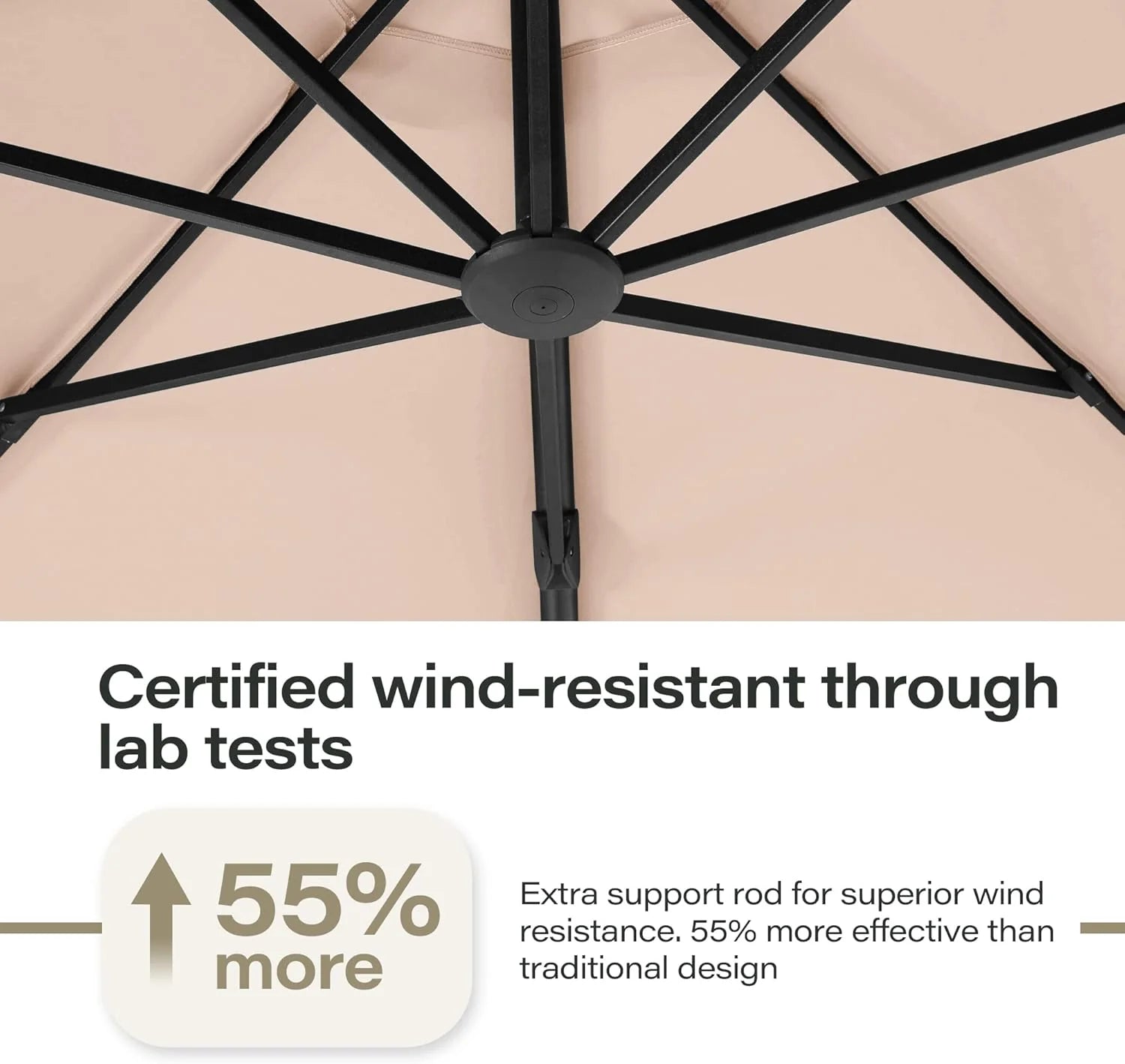 LAUSAINT HOME Outdoor Patio Umbrella with Base included, 11 FT Deluxe Curvy Cantilever Umbrella Heavy Duty Offset Hanging Umbrella with 360° Rotation for Market, Pool, Garden, Backyard, Deck (Beige)