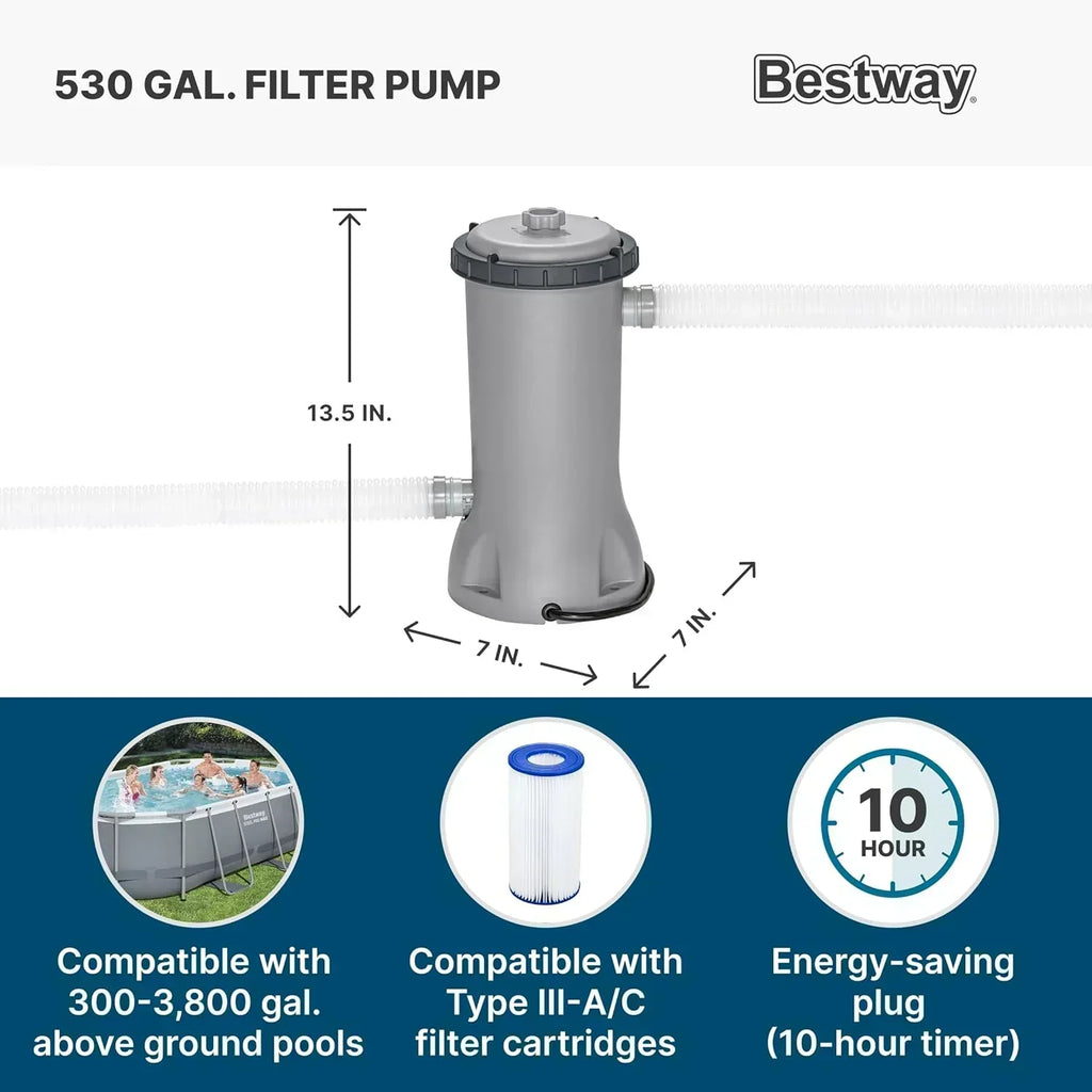 Power Steel 14' x 8'2 x 39.5 Oval Above Ground Pool Set Includes 530gal Filter Pump Ladder