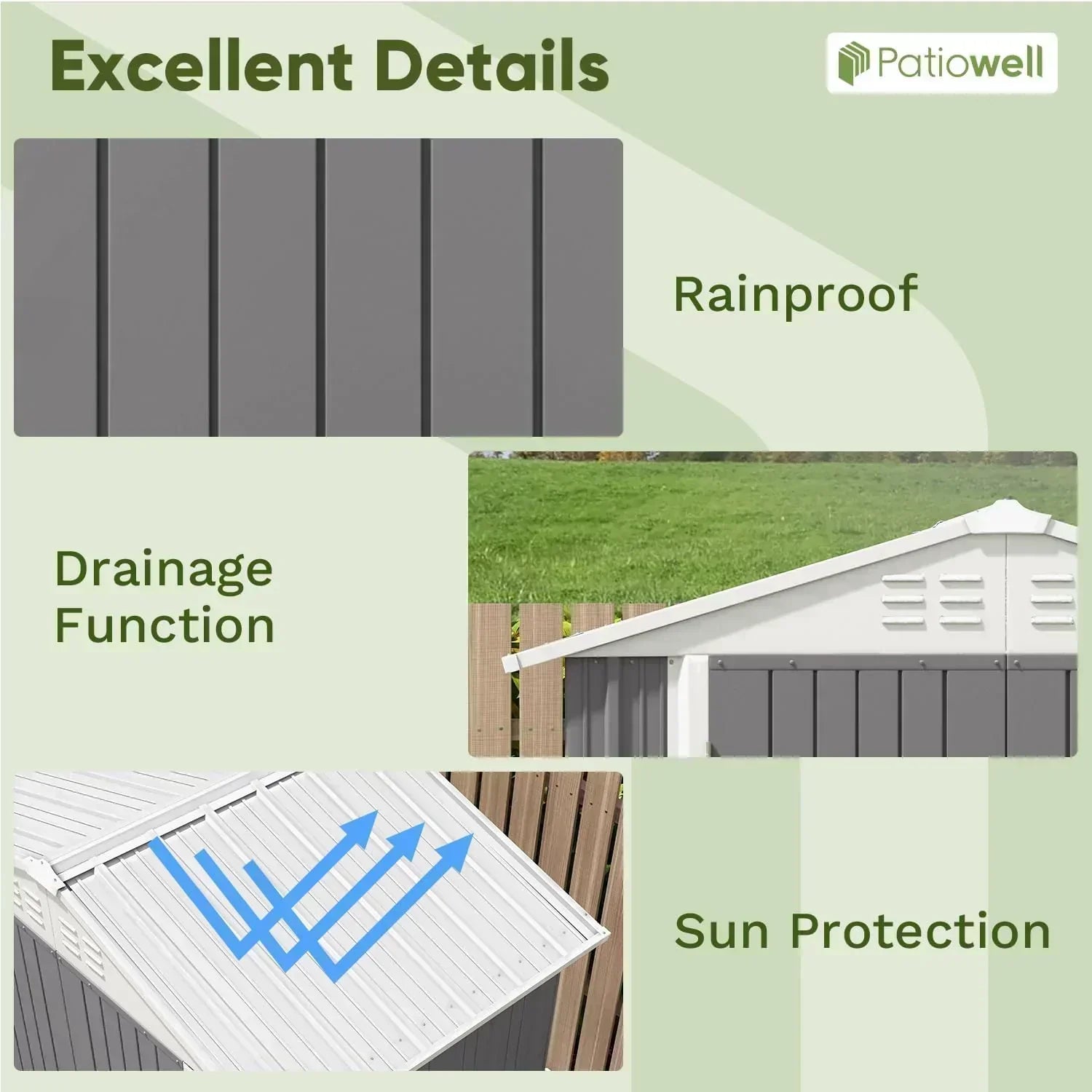 Patiowell 5x3 FT Outdoor Storage Shed Tool Shed with Sloping Roof and Lockable Door Metal Shed