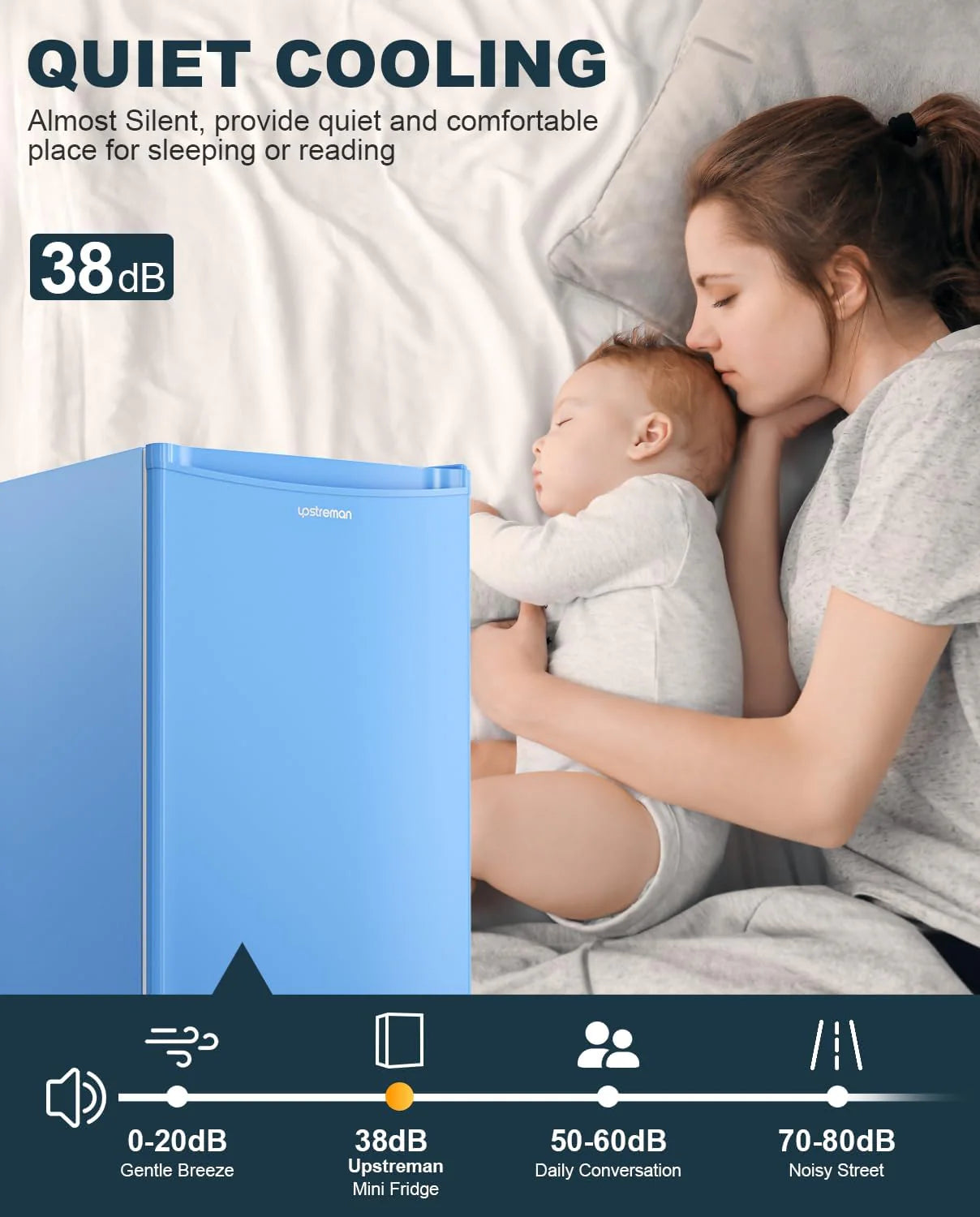 Upstreman 3.2 Cu.Ft Mini Fridge with Freezer, Single Door Mini Fridge, Dorm Fridge, Adjustable Thermostat, Mini Refrigerator
