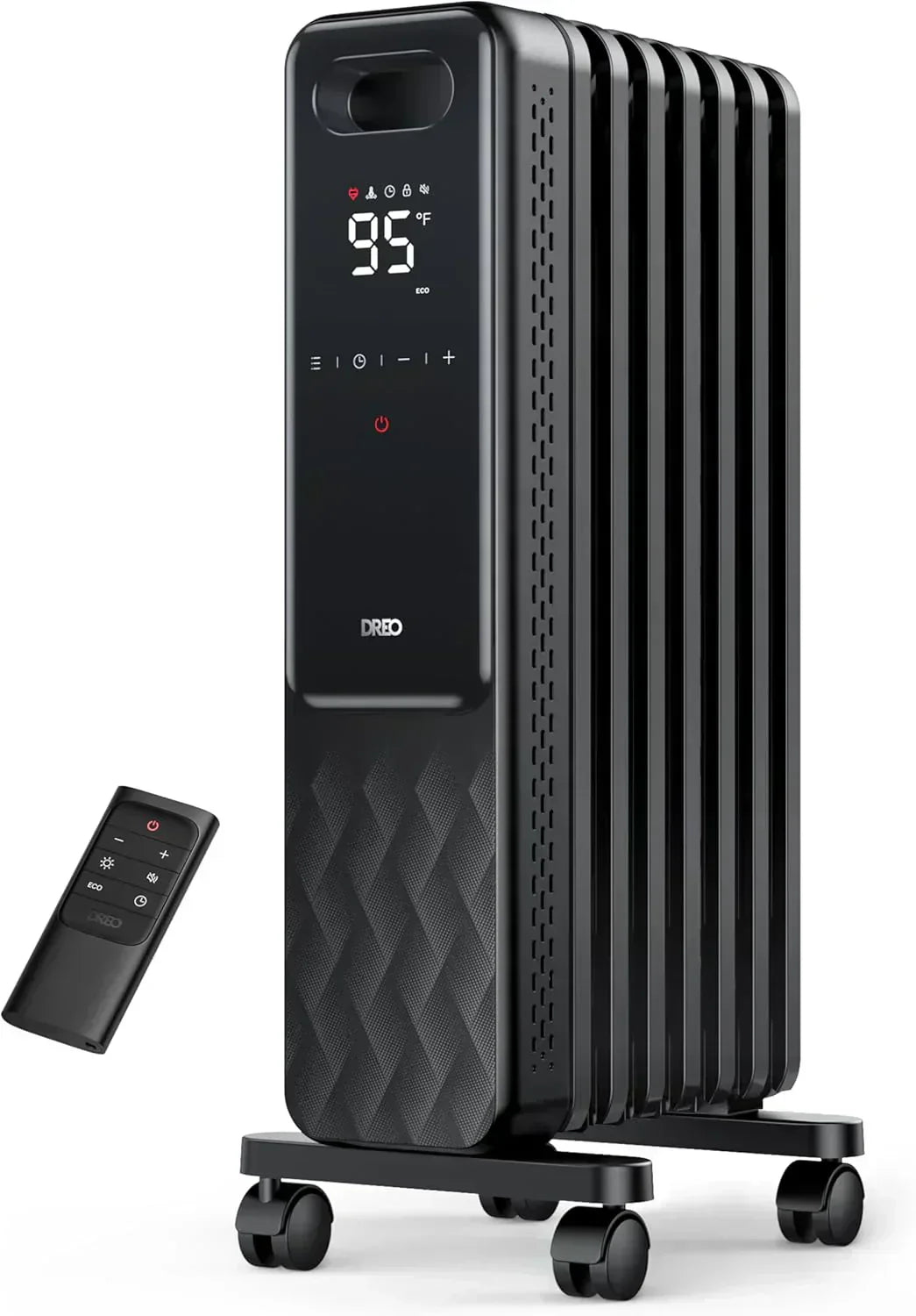 Indoor electric radiant heater with overheat and tip-over protection digital thermostat