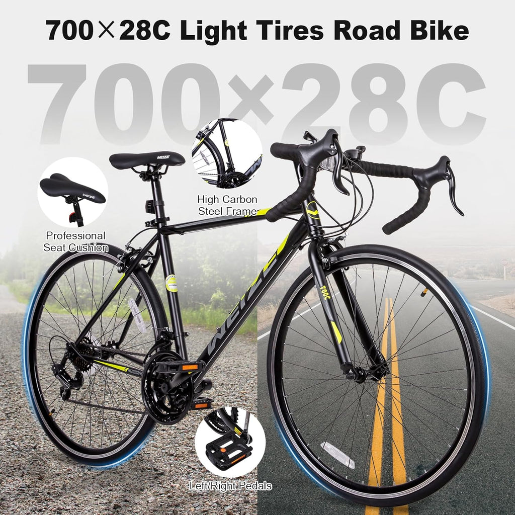 WEIZE Road Bike 700C Wheel City Commuter Bicycle Shimano 14 Speed Drop Bar Racing Adult Bike