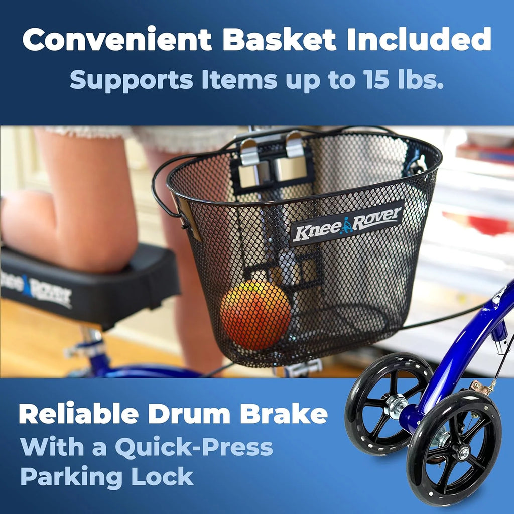 KneeRover Deluxe KneeCycle Steerable Knee Walker Foldable Mobility Aid & Knee Scooter for Adults