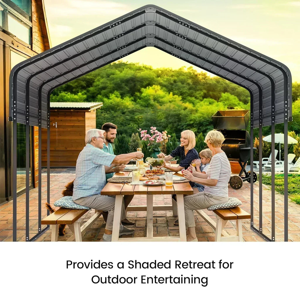 10'x15' Heavy Duty Metal Carport Outdoor Garage Car Shelter Shade with Heavier Frame