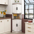 Vabches 64.8 Tall Farmhouse Corner Cabinet Farmhouse Storage Cabinet with Barn Door Design