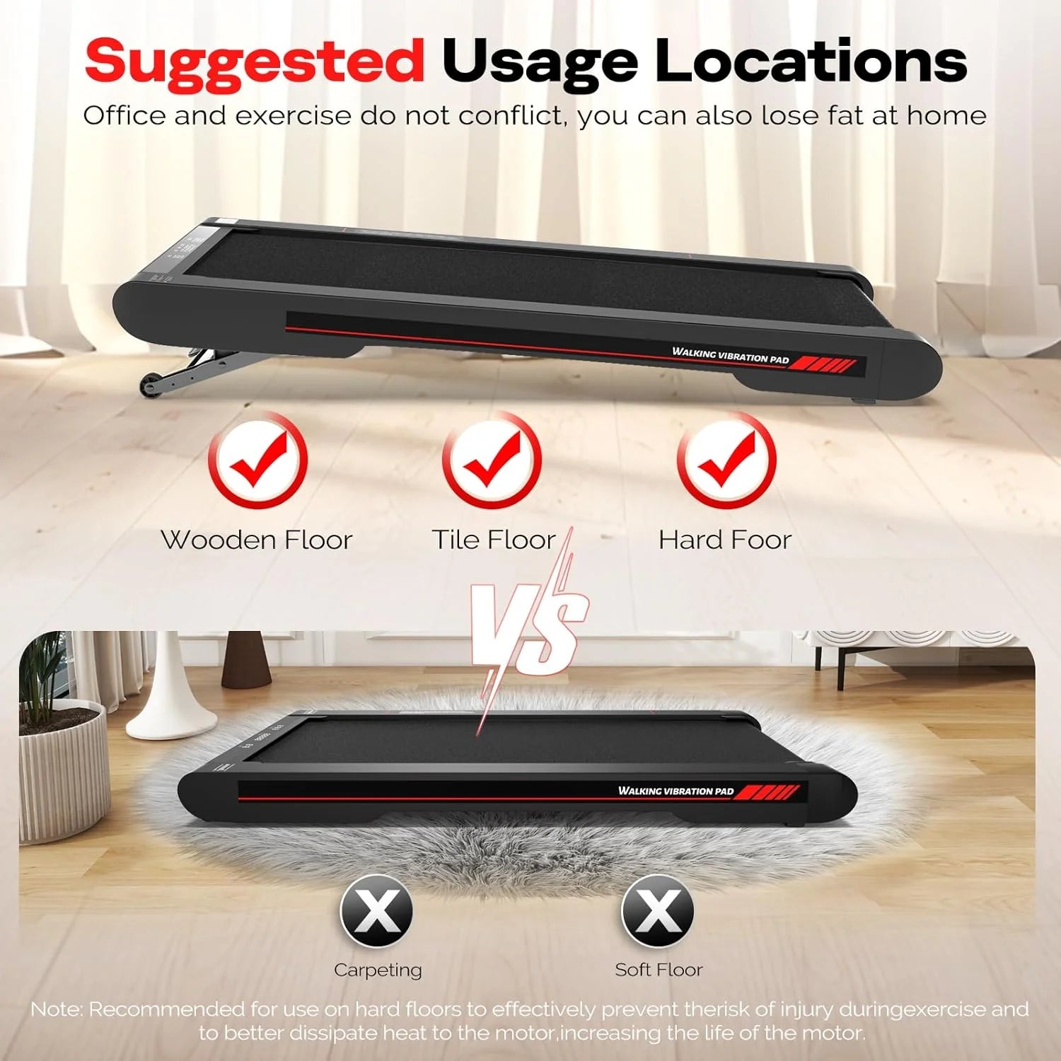 Sperax Walking Vibration Pad with APP, 3 in 1 Under Desk Treadmill, 2.5HP Low Noise Walking Treadmill Pad with Remote Control,Portable Treadmills for Home Office